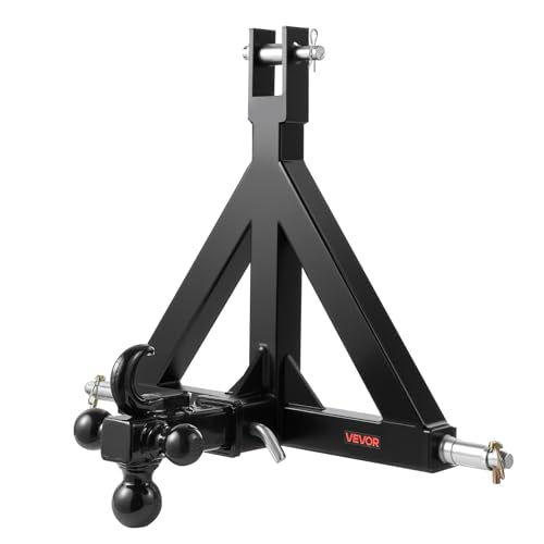 VEVOR 3 Point Trailer Hitch 2 in Receiver, 3pt Quick Hitch Attachment with 3 Trailer Balls, Tractor Tow Drawbar Adapter, Compatible with Kubota, Mahindra, Ford, Yanmar, John Deere, Massey Ferguson - size: 20.87 "Lx 21.1 "H, style: With Towing Ball