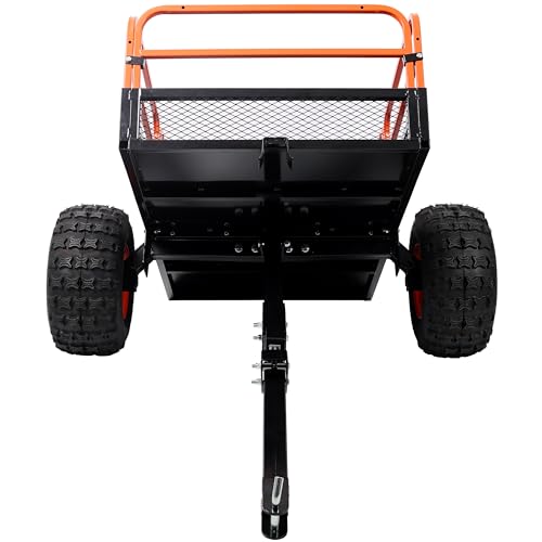 Heavy-Duty Dump Cart 1500 Lbs Capacity, Solid Steel Bed Tow-Behind Hauler for ATV, UTV, Tractor, Lawn Mower