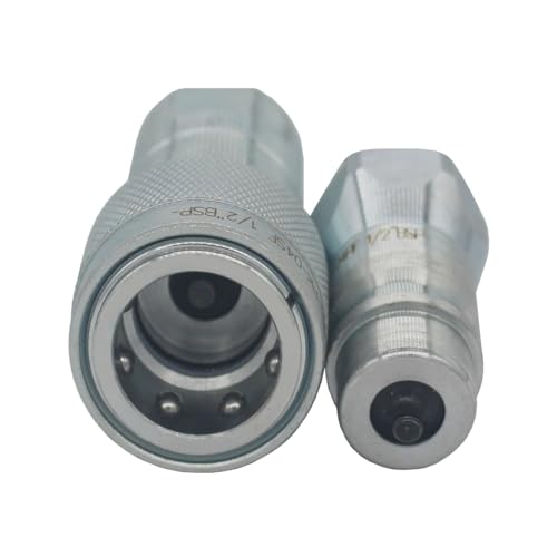 2-Set 1/2" Ag ISO5675 Carbon Steel Hydraulic Quick Disconnect Coupling Poppet Valve,Pioneer Type with Black and Green Colour Dust Cap - size: 1/2"NPT-Poppet(Black and Green)