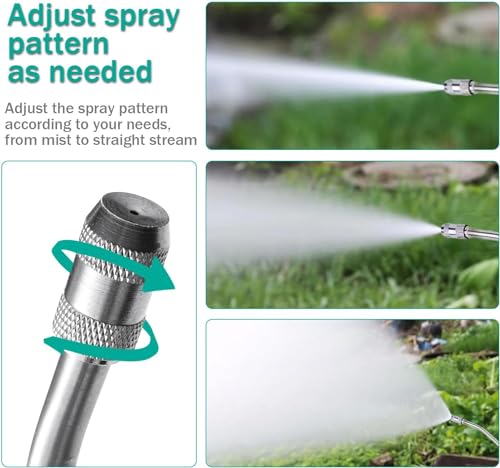 All Metal Sprayer Wand with 3 Types of Nozzles, Fan Nozzle Replacement Sprayer Wand, Stainless Steel Sprayer Wand with 1/4" & 3/8" Brass Barb and 2 Hose Clamps (3 Nozzles 44 Inches Sprayer Wand) - style: 3 Nozzles 44 Inches Sprayer Wand