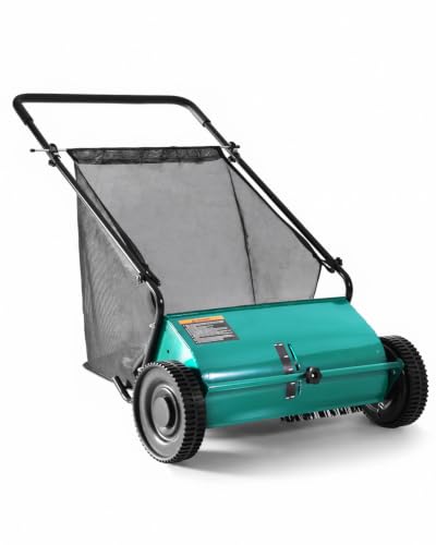 Push Lawn Sweeper, 33.4 in Yard Sweeper with 8 cu ft Bag - color: Green, size: 33.4 in