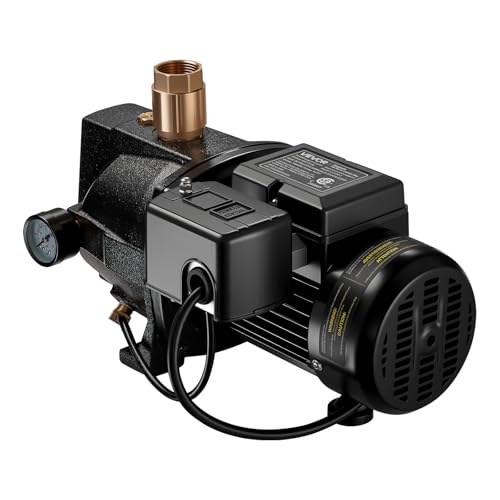 VEVOR 1/2 HP Shallow Well Jet Pump, AC 115/230 Volt, 790 GPH Dual Voltage Cast Iron Well Jet Pump, with 147 ft Max Head Lift, Automatic Pressure Switch, for Garden Irrigation Lawn Sprinkler System - style: 1/2 HP
