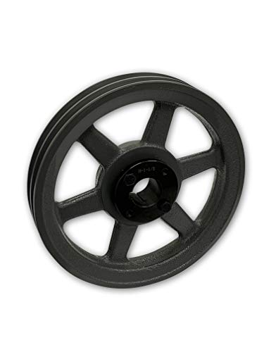 Double Groove 14.25" Cast Iron Electric Motor " H " Pulley/Sheave, Bushing Included, for 3/8" and 1/2" Top Width 3L/A/AK/4L/4LK Section V Belt, 2 Groove (1-1/8" Shaft / 1.125" Bore, 2AK144H) - size: 1-1/8" Shaft / 1.125" Bore