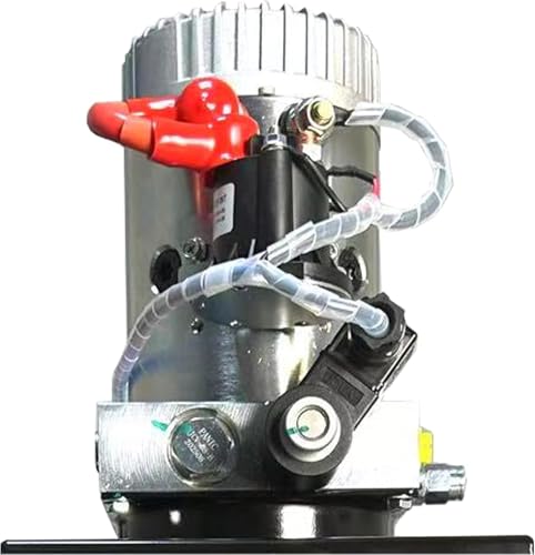 ParnicoTech 6 Quart Hydraulic Power Unit, 12V DC Single Acting Hydraulic Pump, 3200 PSI Max Relief Pressure, Power Unit Metal Reservoir for Dump Trailer Car Lifting, SAE # 6 Port, Steel - color: Single-6qt