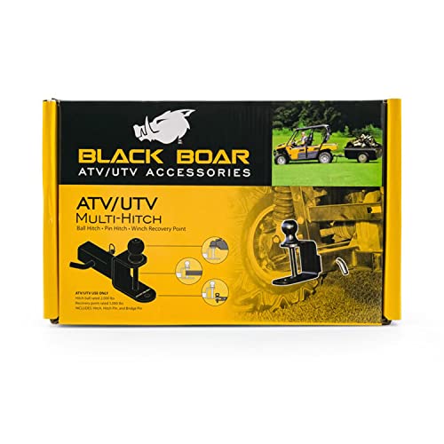 Black Boar UTV ATV Multi-Hitch - Features 2” Hitch Ball, 1-1/4” Shank - 6” (L) Shank - Hitch Ball has 2” Rise & Rated for 2,000lbs - Use w/Utility Trailers, Tow Straps & Other ATV Accessories (66024) - size: 2" Hitch Ball, style: 1-1/4" Shank w/6" Length