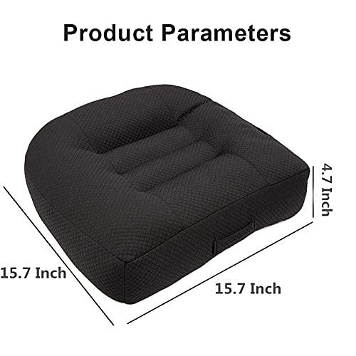 Srutirbo Car Booster Seat Cushion Raise The Height for Short People Driving Hip (Tailbone) and Lower Cack Fatigue Relief Suitable for Trucks, Cars, SUVs, Office Chairs, Wheelchairs (Pure Black) - color: Pure Black