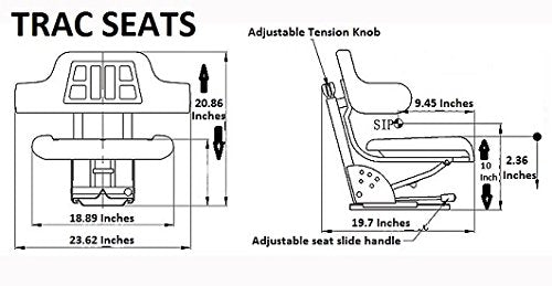 BLACK TRIBACK STYLE SUSPENSION TRACTOR SEAT FITS MASSEY FERGUSON 283 290 294 350 356 362 375 385 390 398 399 451 550 565 575 590-5 POSITION TILT (FAST DELIVERY - 1-4 BUSINESS DAY DELIVERY)