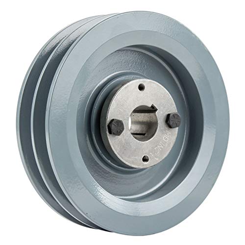 Cast Iron 5.5" Dual Groove Belt B Section 5L Pulley with 1" Sheave Bushing