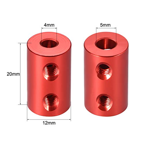 uxcell 4mm to 5mm Bore Rigid Coupling Set Screw L20XD12 Aluminum Alloy,Shaft Coupler Connector for RC Airplane Boat, Motor Accessories,Red,2pcs - size: 4mm to 5mm