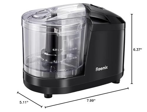 Reemix 1.5-Cup Electric Food Chopper, 100W Mini Food Processor Meat Grinder - color: Black