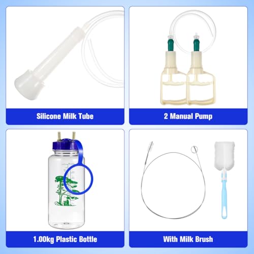Totority Manual Milking Machine for Goats & Cows, 1L Portable Hand Vacuum Pump Milker Kit, Food-Grade Sheep Milking Bucket for Small Farm, Home, Daily Use
