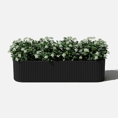 Veradek Demi Series Window Box Planter - Round Outdoor Planter - color: Black, size: 36 inch
