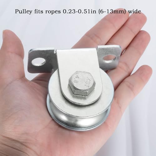 Cable Pulley 48mm Wheel Wall Mount, Bearings Inside, Stainless Steel Rope Pulley for Pulley System, Sliding Gate, Load 1100 LB, 2Pcs
