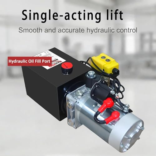 20 Quart Single Acting Hydraulic Pump Hydraulic Power Units 12V DC Hydraulic Pump SAE #6 Connector for Dump Trailer Car Lifting