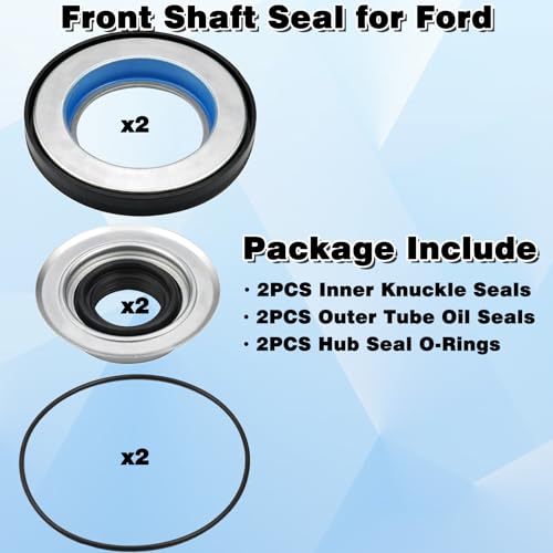 Front Axle Knuckle Tube Seal Kit for 2005-2019 Ford F250 F350 F450 F550 with Dana Super 60, #2017426 Inner Knuckle Seals, #2014835 Outer Tube Oil Seals, #54983 Vacuum Seal O-Rings, 6PCS