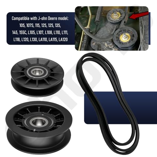 Ohoho GX20286 GX20287 GX20006 V-Idler Pulley & Flat Pulley & Drive Belt Kit
