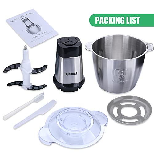 Qinkada Food Processor, 500W Meat Grinder, 14Cup Stainless Steel Bowl - size: 14 Cup, 1 Bowl