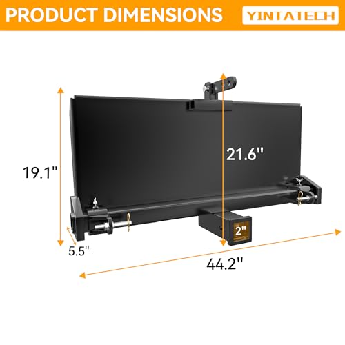 YINTATECH 3 Point Adapter Plate, Universal 5/16" 3 Point Attachment Adapter Skid Steer Plate with 2" Trailer Hitch Receiver, Adjustable Width Lift Arms from 8" to 43" for Tractor Loader