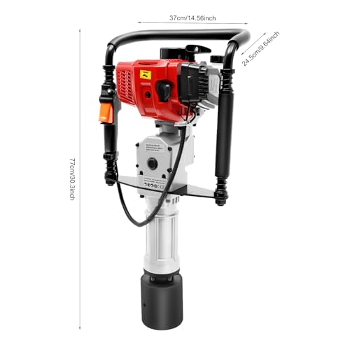 2-Stroke Gas Powered Pile Driver, 52CC 1900W Portable Petrol Piledriver Garden Fencing Tool Farm Piling Driver Air Cooling Single-Cylinder 1L Fuel Tank for Farmland Guardrails, Vegetable Planting - size: 52CC 1900W