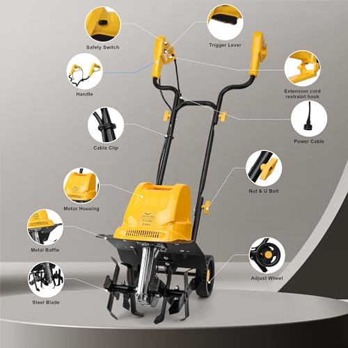 IncwBo 12'' 10.5-AMP Electric Roto Tiller Cultivator for Gardening Cored - size: 10.5 AMP-12 INCH