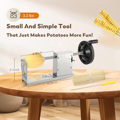 Moongiantgo Manual Tornado Potato Slicer Potato Spiral Cutter 3 in 1 Stainless Steel Twisted Potato Twister French Fry Chips Maker Vegetable Spiralizer for Sweet Potatoes Zucchini Carrots Cucumbers