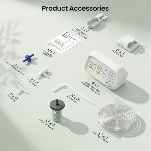 Auto Irrigation System, Battery Power Drip Watering System with Programmable Timer & Anti-Siphon Valve for 15 Indoor Outdoor Potted Plants - color: Battery Power