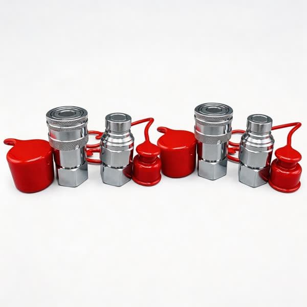1/2" NPT Flat Face Hydraulic Quick Connect Couplers Set of 2
