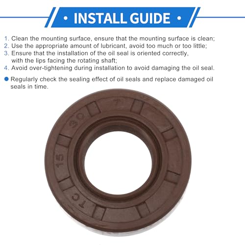 Universal Oil Seal TC Double Lip W Steel Spring Seal Ring Rotary Shaft Seal 15x30x7mm High Pressure FKM Rubber Brown 2 Pcs - size: 15x30x7mm