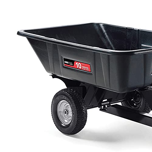 Ohio Steel 3040P-SD Poly Swivel Dump Cart, 10 cu.ft., 600 lb Load Capacity - color: Black, size: 10 cubic feet, style: Poly