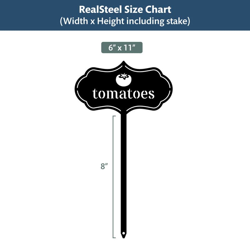 RealSteel Metal Seed & Plant Markers – Elegant Indoor & Outdoor Garden Stakes – Durable Herb, Vegetable & Fruit Plant Labels for Pots, Raised Beds & Greenhouse – Farmhouse Garden Gift - (Basil) - style: BASIL