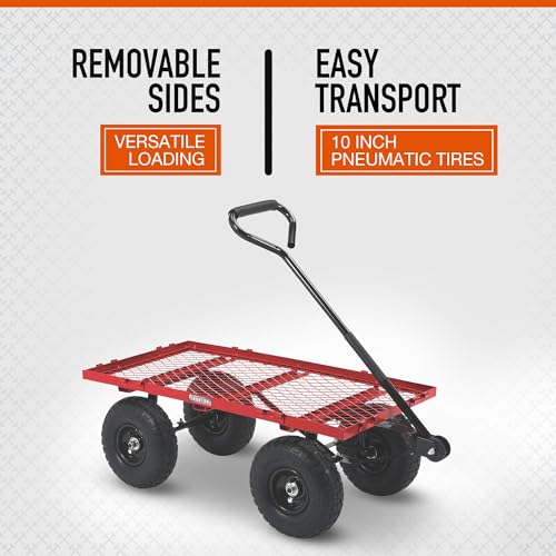 Ironton Steel Garden Cart, 400-Lb. Capacity, 38in.L x 18 1/2in.W x 21in.H