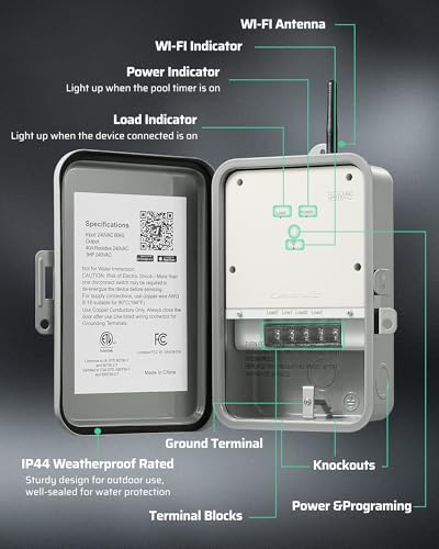 DEWENWILS Pool Pump Timer, Outdoor Smart WiFi Timer Box, 40A 240VAC 3HP - style: 240VAC 3HP