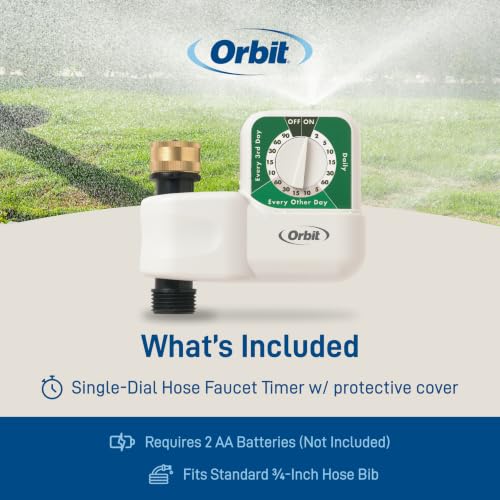 Orbit 62024 Single-Dial Hose Watering Digital Timer, "3"" x 7.5"" x 9.5"""