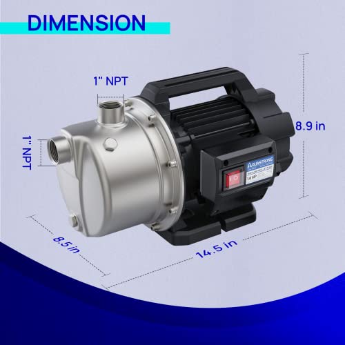 Aquastrong 115V Shallow Well Garden Pump, Stainless Steel, 1320 GPH, Water Transfer Draining Irrigation Sprinkler Pump, for Lawn,Garden,1.6 HP Portable - color: 1.6 Hp Portable