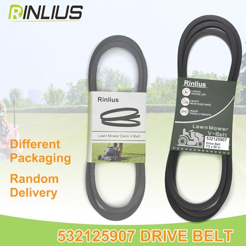 Mower Drive Belt 532125907 for Craftsman John Deere M147044 M82718 Husqvarna Poulan AYP 125907 125907X 105732X 120302X Lawn Mowers(1/2" x 90") (Pack of 3) - size: 532125907 (Pack of 3)