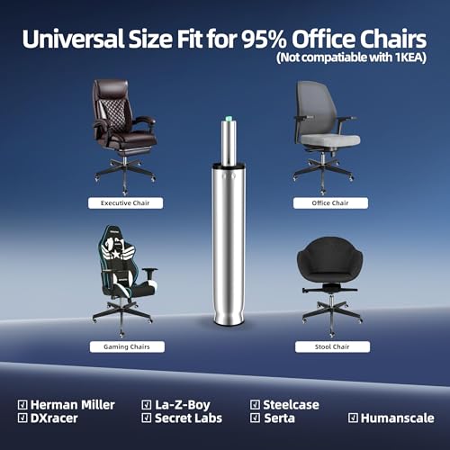 11 Inches-17 Inches Office Chair Gas Lift Cylinder Replacement, Tall Chair Cylinder 5.5" Stroke, Hydraulic Pneumatic Shock Piston, Heavy Duty, Fit for Most Office Chairs, Class 4 (Polished Steel) - color: Polished Steel, size: 5.5'' Travel Length