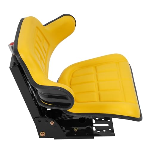 Wutist Universal Adjustment Yellow Waffle Style Tractor Suspension Seat Compatible with John Deere 1020 1530 2020 2030 2040 2155 2280 5210 Models Steel - color: Yellow