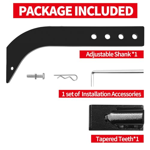 Box Blade Shank, 16" Powder Coated Steel 4-Hole Adjustable Ripper Shank with Removable Tapered Teeth, Lock Pin for Digging and Plowing (16 Inch-1 Pack) - size: 16 Inch-1 Pack
