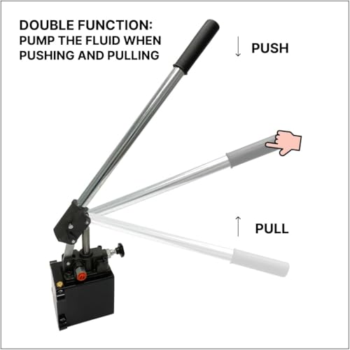 Spare Parts Holland - Single Acting Hydraulic Piston Hand Pump with Release Knob, Hand Operated Hydraulic Pump 3/8" NPTF Ports (1.5 CID 1 Qrt Tank (0.27 Gal) - size: 1.5 CID 1 Qrt. tank (0.27 Gal)
