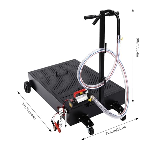 20 Gallon Oil Drain Pan with 155W Electric Pump & 7.2 Ft Hose Low Profile Oil Drain Tank Oil Drain Cart with Foldable T-Handle, Oil Change Pan for Car, SUV, Truck - size: B-20 Gallon Oil Drain Pan 155W Electric Pump