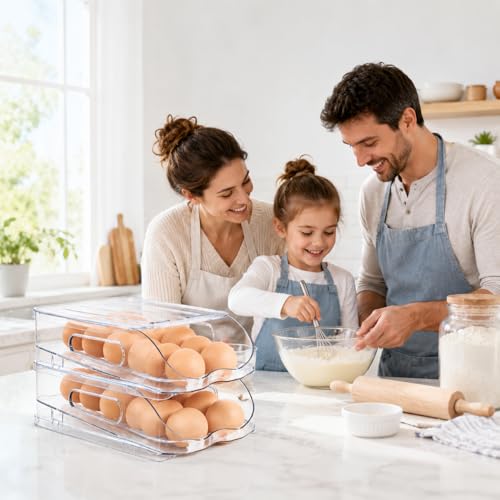 SMRCAD 12-Egg Dispenser with Silicone Bumpers, Auto-Rolling, Stackable - size: 1 Layer Holder 12 Eggs(M SIZE)