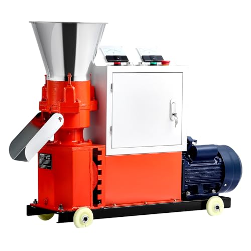 VEVOR Feed Pellet Mill Machine, 6 mm Animal Feed Pellet Making Machine, 3KW 240V Animal Food Granulator Mill Machines with 3 Pressure Rollers & 4 Wheels, Ideal for Poultry, Livestock, Farm Animals - size: 6mm (0.24") grinding disc