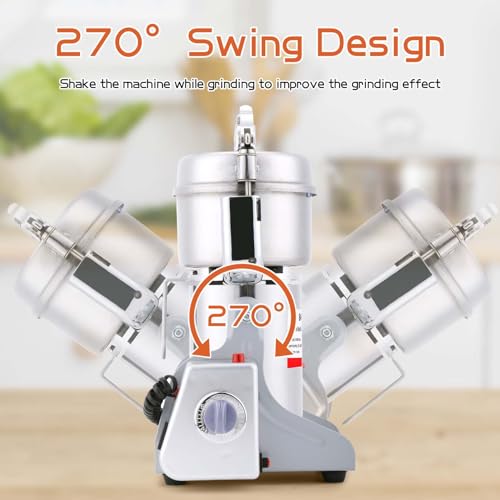 BI-DTOOL Electric Grain Mill Grinder 800g Stainless Steel Pulverizer 36000r/min High-speed Grain Mill 1800W Dry Material Grinding Machine 270° swingable Superfine powder for Home and Commercial - size: 800G
