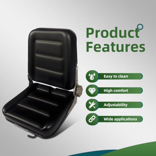 Universal Tractor Seat with Adjustable Backrest and Slide Compatible with Forklifts Excavators Golf Carts Dozers Tractors Lawn Mower