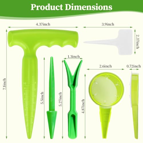 Mini Seed Spreader, 19 Pcs Seed Planter Tool Dispenser for Small Seeds, Hand Seeder Spreader with Plant Labels, Ergonomic Plastic Dibber Garden Tool and Gloves for Lawns