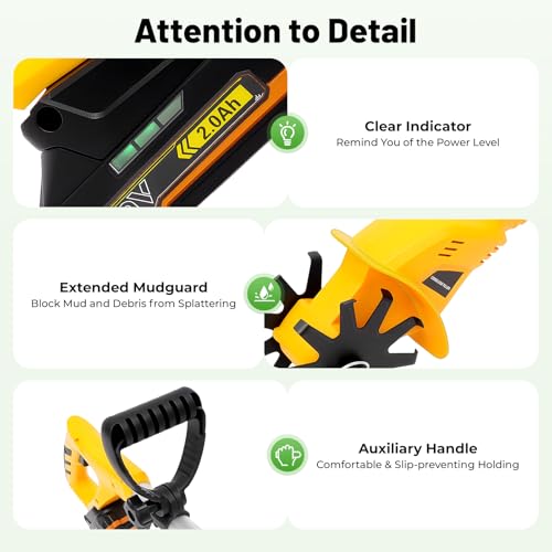 20V Cordless Electric Tiller Cultivator, 3.94" Working Width - size: 20V, 2 Blades