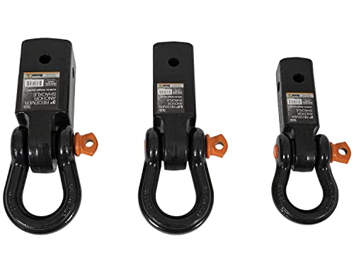Buyers Products 1804040 3 Inch Hitch Receiver Anchor Shackle, Up to 18,000 lb Straight Line Pull Recovery Tow Point, Removable Threaded Pin Shackle, Black Powder Coat - size: 3 Inch