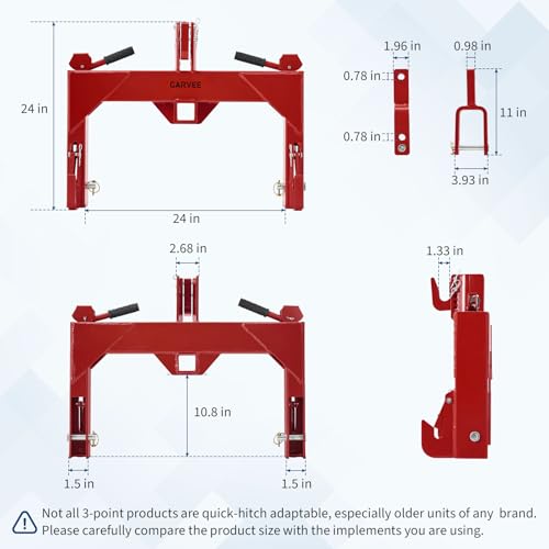Quick Hitch Cat 1 – 3000 Lbs, 2" Receiver - color: Red