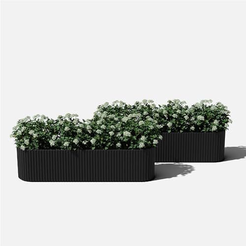 Veradek Demi Series Window Box Planter - Round Outdoor Planter - color: Black, size: 36 inch - 2 Pack