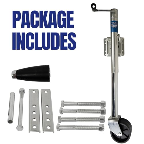 Jeremywell 1500lbs Trailer Jack with Double Wheel, Adjustable 12" Lift Travel, Boat On for Boat RV Utility, Swivel Tongue Towing Dual Wheel - size: 1500lb, style: Double Wheel